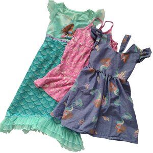 Disney Little Mermaid Girls Dresses Set 4T 4 Ariel Summer Tank Nightie Sundress